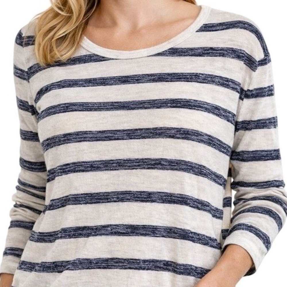 Rag & Bone Navy Blue Striped Long Sleeve Knit Top Small S Nautical Crewneck Soft